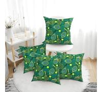 Set di 4 federe per cuscini da 40,6 x 40,6 cm, con racchette da tennis e palline, quadrate, decorative, per divano, letto, soggiorno, casa, morbida, per divano e camera da letto