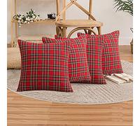 Set di 4 federe per cuscini scozzesi in tartan rosso, classici e durevoli, morbidi e confortevoli, possono essere utilizzati nel divano del soggiorno, diventare una casa natalizia cara, 45 x 45 cm