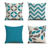 Set di 4 federe per cuscini verdi, 40 x 40 cm, in lino, semplici, per divano, sedia, letto, decorazione per esterni, per soggiorno, giardino e camera da letto