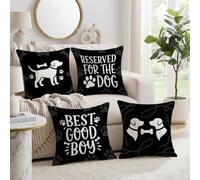 Set di 4 federe per cuscino con citazione tipografica per amanti dei cani | Federa per cuscino per amanti dei cani, decorazione moderna, decorazione adatta agli animali, accessorio accogliente per il