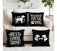 Set di 4 federe per cuscino con citazione tipografica per amanti dei cani | Federa per cuscino per amanti dei cani, decorazione moderna, decorazione adatta agli animali, accessorio accogliente per il
