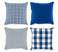 Set di 4 federe per cuscino DII assortite blu navy/bianco sporco 18x18