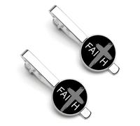 Set di 4 fermacravatte con croce cristiana di Gesù per uomo, fermacravatte rotondi e gemelli per accessori di abbigliamento di lusso, 2 pezzi