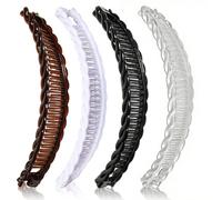 Set di 4 fermagli per capelli a banana - fermagli decorativi per capelli lunghi con presa extra - marrone & bianco e trasparente