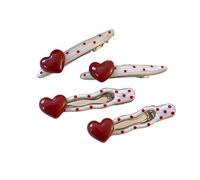 Set di 4 fermagli per capelli a forma di cuore a pois rossi, fermagli per capelli con frantumi, adatti per tutti i giorni, bagno, casa quotidiana