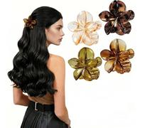 Set di 4 fermagli per capelli a forma di fiore, traslucidi, antiscivolo, resistenti, per stili fini e spessi, a metà, chignon, viaggi quotidiani (confezione da 4 pezzi)