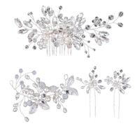 Set di 4 fermagli per capelli, per matrimonio, matrimonio, matrimonio, comunione, cena, argento