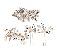 Set di 4 fermagli per capelli, per matrimonio, matrimonio, matrimonio, comunione, cena, oro