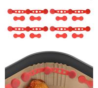 Set di 4 fibbie magnetiche in silicone per friggitrice ad aria, per carta pergamena, accessori da cucina con clip lunghe e corte (rosso)