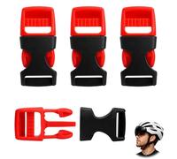 Set di 4 fibbie per casco da 4,8 x 2,1 cm, adatte per casco da bicicletta, chiusura e chiusura a scatto, robusta chiusura a scatto per MTB, casco da moto ed e-bike, nero
