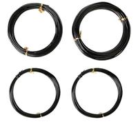 Set di 4 fili per bonsai, in alluminio anodizzato, per giardinaggio, piante e alberi, adatto per varie tecniche di bonsai (nero)