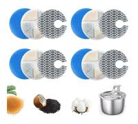 Set di 4 filtri per Fontanella per Gatti Cani, 12 pezzi Gatto Cane Animali Fontana Dispenser Acqua Filtro con Resina e Carbone Attivo 8D spugna filtrante 10x Filtrazione per LTZGO fontane di ricambio