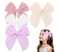 Set di 4 Fiocchi per Capelli per Bambine, Accessori per Capelli Neonati e Bambini (Rosa)