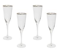 Set di 4 flute da champagne soffiati a mano con bordo in oro 25 cl Topazio