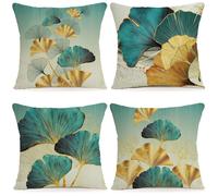 Set Di 4 Fodera per Cuscino Decorativa in Lino 40X40 Motivo Geometrico per Divan