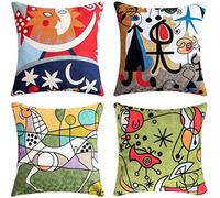 Set di 4 Fodere per Cuscini Picasso 45x45cm Fodere per Cuscini Decorativi in Peluche Stampa Vintage Astratto per Divani Moderni Ufficio Camera da Letto-45 x 45 cm_Verde_Stile-3