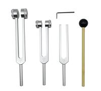 Set di 4 Fork Tuning Fork (128 Hz, 256 Hz, 512 Hz) con tuning fork for Sound Sound Vibration Tool Without Base,Silver