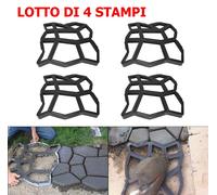 SET di 4 Forme da giardino per lastricato e vialetti in cemento 43x43 h. 4 cm