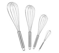 Set di 4 fruste da cucina in acciaio inox professionale 21 cm, 26 cm, 29 cm, frusta per miscelare, frullare l'impasto, uova, frusta per uova, schiumare e argento