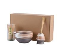 Set di 4 fruste per tè Matcha con ciotola, cucchiaio e supporto per frusta, set tradizionale giapponese per rituali di tè
