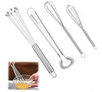 Set di 4 frustini manuali in acciaio inox, con design a pressione, manico ergonomico, multidirezionale, miscelazione a dieci fili, leggero, compatto, per cuocere la cucina
