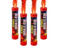 Set di 4 fumigeni Fuoco di Bengala Rosso - Fiamma Viva - Durata 80s - Accensione a stoppino - Ideale per eventi, sport, sostenitori, effetti visivi - Categoria F1