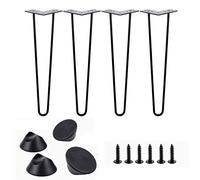 Set di 4 gambe a forcina da 71 cm, colore nero satinato, gambe per tavolo fai da te per decorazioni moderne per la casa, include viti autofilettanti, facile installazione per progetti di mobili