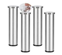 Set di 4 Gambe per Mobili in Alluminio Regolabili Nessun pugno gambe del tavolino in vetro Piedini da Tavolo autoadesivo Piedini di sostegno per mobile bagno (35cm,levigatura argento)
