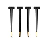 Set di 4 gambe regolabili in metallo nero e oro a cono verticali per la sostituzione, ideali per tavoli, sedie e divani, design moderno ed elegante