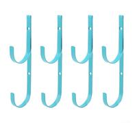 Set di 4 ganci in metallo resistenti alla ruggine per pali telescopici, skimmer e rastrello, rete per spazzola, tubo di aspirazione su recinzioni, pareti di ponte (blu)