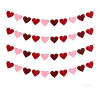 Set di 4 ghirlande decorative a forma di cuore, per matrimonio, San Valentino, rosso, rosa, vinaccia, cuori da appendere per fidanzamento, Marry Me, richiesta di compleanno, feste, romantiche