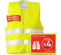 Set Di 4 Gilet Alta Visibilità - Riflettenti Auto - Conforme Alla Normativa EN I