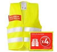 Set di 4 Gilet Alta Visibilità Riflettenti Auto Conforme alla Normativa EN ISO