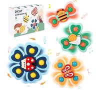 Set di 4 Giocattoli per Bagnetto a Ventosa con Personaggi dei Cartoni,Trottola Girevole per Divertimento Sensoriale,Ideali per Neonati e Bambini 1 Anni e oltre,Regali Creativi per Compleanno e Natale