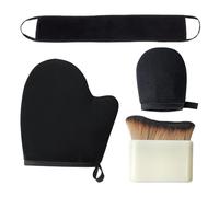 Set di 4 guanti abbronzanti e pennelli, kit di guanti finti per applicazione automatica, guanti riutilizzabili in velluto, esfolianti per lozioni per il viso, pennello morbido in bambù, per il corpo