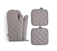 Set di 4 guanti da forno e presine, resistenti al calore, 500 gradi, extra spessi, lunghi, guanti da cucina in cotone per cucinare (30,5 cm, grigio)