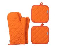 Set di 4 guanti da forno e presine, resistenti al calore, 500 gradi, extra spessi, lunghi, guanti da cucina in cotone per cucinare (30,5 cm, arancione)