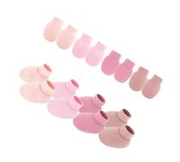 Set di 4 guanti e calzini traspiranti in morbido cotone anti graffio per neonati e neonati copri mani in cotone delicato per neonati e neonati, Set da 2., Taglia unica