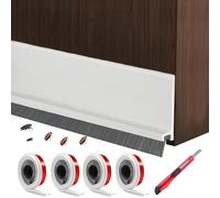 Set di 4 guarnizioni autoadesive per spazzolini da porta, 100 x 3 cm, bianco, ritagliabile, ideale come guarnizione per pavimenti della porta contro correnti d'aria, insetti e polvere. Montaggio