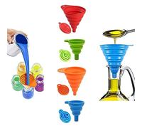 Set di 4 imbuti pieghevoli in silicone, imbuto in silicone, imbuto pieghevole per bottiglie d'acqua da cucina e casa, oli, liquidi e polveri, 4 misure e 4 colori