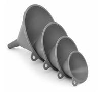 Set di 4 Imbuti, Plastica Imbuti da Cucina, per Riempire Bottiglie, Contenitori, Imbuto per Liquidi, Ingredienti Secchi, Diverse Dimensioni Imbuto, Grigio