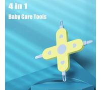 Set di 4 in 1 per neonati: pulitore per naso, unghie, orecchie e ombelico, strumento per rimozione cerume e pulizia del naso, unghie per neonati, kit multifunzionale di cura per il bambino Blu,Giallo,