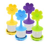 Set di 4 Infusore per Tè Silicone, Filtro per Tè In Foglie, Infusore Tè, Infusore per Tisane, Filtri Tisane, Infusore per Tè Sfuso Infusore Tisane,Vassoio Silicone Alimentar