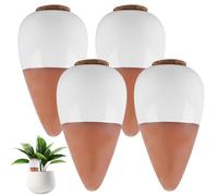 Set di 4 irrigazione automatica per piante d'appartamento, mini terracotta per piantare, distributore di acqua per piante, coni di argilla, sistema di irrigazione naturale, cono di argilla per