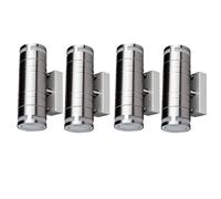 Set di 4 lampade da parete per esterni faretti up-down in acciaio inossidabile in un set comprensivo di lampadine a LED