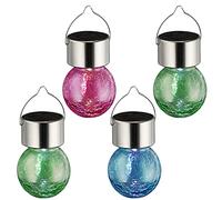 Set di 4 lampade solari a LED "Crackle" da appendere, colorate, decorazione da giardino
