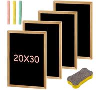 Set di 4 lavagne con cornice in legno, 30 x 20 cm, mini lavagnetta memo con 3 gessetti e 1 gomma in spugna, per bambini, buffet, matrimoni, feste