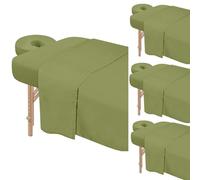 Set di 4 lenzuola per lettino da massaggio in microfibra di alta qualità, set da 3 pezzi, include copertura per lettino da massaggio, lenzuolo con angoli e copertura per il viso, verde
