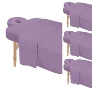 Set di 4 lenzuola per lettino da massaggio in microfibra di alta qualità, set da 3 pezzi, include copertura per lettino da massaggio, lenzuolo con angoli e copertura per il viso, viola