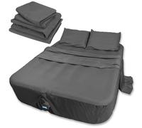 Set di 4 lenzuola per materasso ad aria, adatte per materassi gonfiabili da 40 a 61 cm di profondità, possono essere gonfiate senza smontaggio, comode, robuste, facili da usare (grigio, Queen)